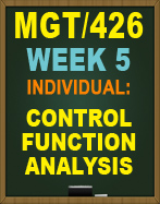 MGT/426 CONTROL FUNCTION ANALYSIS